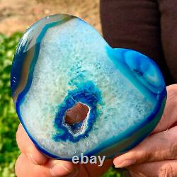 191G Natural and beautiful agate crystal cave heart Druze piece super largeAC503