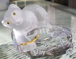 1988 $275 FABERGE Crystal Polar Bear on Iceberg Carved 1 Piece of Crystal Signed