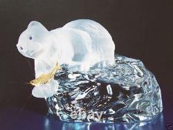 1989 $275 FABERGE Crystal Polar Bear Iceberg Carved 1 Piece Crystal Signed + COA
