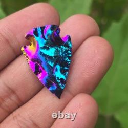 1-1.5 in. Rainbow Titanium Aura Quartz Arrowhead Spearhead Crystal Point Healing