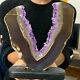 1.4lb Natural And Beautiful Amethyst Agate Piece Healing Decoration+ Base