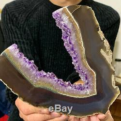 1.4LB Natural and beautiful Amethyst agate piece healing decoration+ base