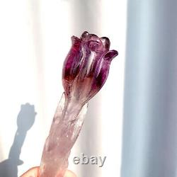 200mm Natural Amethyst Hand Carving Rose Quartz Reiki Healing Crystal Stone