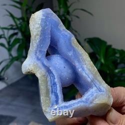 205G Natural Blue striped agate Crystal Chunks piece form Mineral Specimens