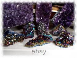 20 Lb Lots Rainbow Titanium Amethyst Aura Quartz Crystal Geode Pieces
