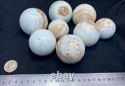 2100 grams 8 pieces spheres blue calcite top quality spheres for sale