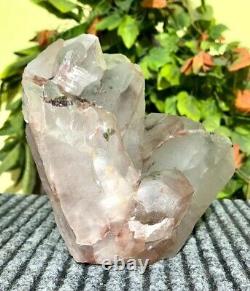 210MM Clear Quartz Cluster Green Phantom Crystal Quartz Display Piece Geode