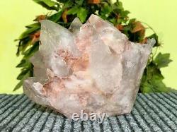 210MM Clear Quartz Cluster Green Phantom Crystal Quartz Display Piece Geode