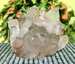 210MM Clear Quartz Cluster Green Phantom Crystal Quartz Display Piece Geode