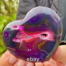 232GNatural and beautiful agate crystal cave heart Druze piece super large YC995