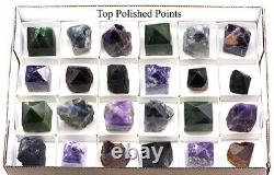 24 Piece Flat Assorted Gemstone Points Bulk Crystals