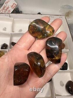 24 Piece Lot flat Of Mexican Amber Chapas Crystal Mineral Specimens