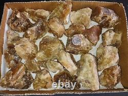 24 pieces of Calcite Natural Honey Crystal Healing flat of 9.5lbs