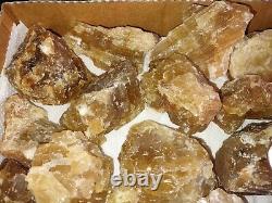 24 pieces of Calcite Natural Honey Crystal Healing flat of 9.5lbs