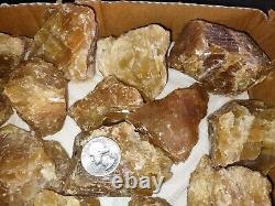 24 pieces of Calcite Natural Honey Crystal Healing flat of 9.5lbs