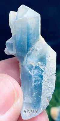 256grams20 pieces lot of lustrous rare blue Celestine specimens cluster+calcite