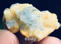 256grams20 pieces lot of lustrous rare blue Celestine specimens cluster+calcite