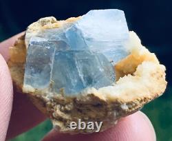 256grams20 pieces lot of lustrous rare blue Celestine specimens cluster+calcite