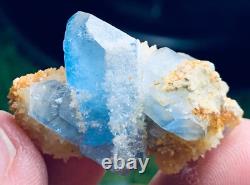 256grams20 pieces lot of lustrous rare blue Celestine specimens cluster+calcite