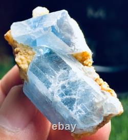 256grams20 pieces lot of lustrous rare blue Celestine specimens cluster+calcite