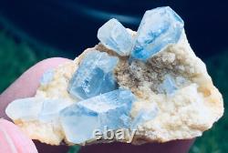 256grams20 pieces lot of lustrous rare blue Celestine specimens cluster+calcite