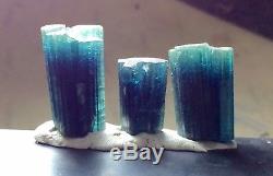 27 Grams 3 Pieces Of Super Indicolite Terminated Tourmaline Crystals