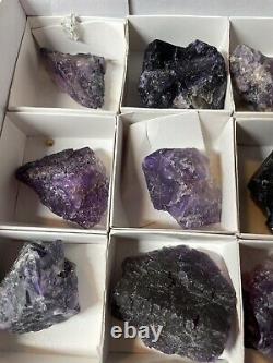 28 Piece Purple Hasties Quarry Fluorite Crystal Mineral Specimen Wholesale LOT