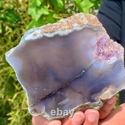 290G Natural Amethyst agate geode crystal Hand cut piece specimen Healing