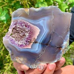 290G Natural Amethyst agate geode crystal Hand cut piece specimen Healing