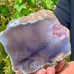 290G Natural Amethyst agate geode crystal Hand cut piece specimen Healing