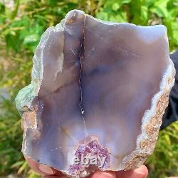 290G Natural Amethyst agate geode crystal Hand cut piece specimen Healing