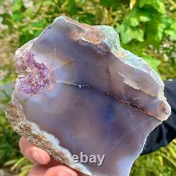 290G Natural Amethyst agate geode crystal Hand cut piece specimen Healing