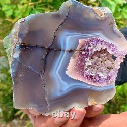 290G Natural Amethyst agate geode crystal Hand cut piece specimen Healing