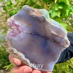 290G Natural Amethyst agate geode crystal Hand cut piece specimen Healing