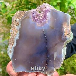 290G Natural Amethyst agate geode crystal Hand cut piece specimen Healing