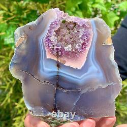 290G Natural Amethyst agate geode crystal Hand cut piece specimen Healing