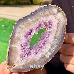 290g Natural Amethyst geode quartz crystal Hand cut piece specimen Healing