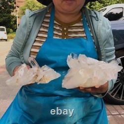 2Pieces 2290G Clear White Quartz Crystal Cluster Rough Specimen Healing 1526