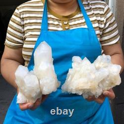 2Pieces 2700G Clear White Quartz Crystal Cluster Rough Specimen Healing 1467