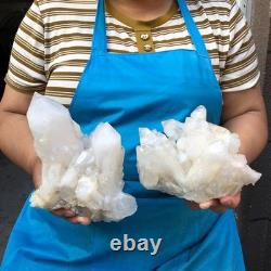 2Pieces 2700G Clear White Quartz Crystal Cluster Rough Specimen Healing 1467