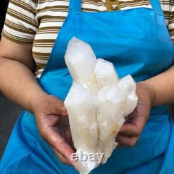 2Pieces 2700G Clear White Quartz Crystal Cluster Rough Specimen Healing 1467