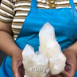 2Pieces 2700G Clear White Quartz Crystal Cluster Rough Specimen Healing 1467