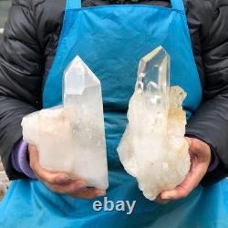 2Pieces 2960G Clear White Quartz Crystal Cluster Rough Specimen Healing 2883