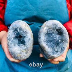 2Pieces 4.95LB natural blue crystal cave quartz crystal mineral specimens 3253