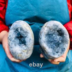 2Pieces 4.95LB natural blue crystal cave quartz crystal mineral specimens 3253