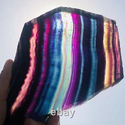 2.02LB Natural Rainbow Fluorite Crystal Quartz Piece Healing Specimen Stone
