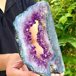 2.07LB Amazing large and thick natural amethyst hole piece F549