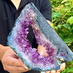 2.07LB Amazing large and thick natural amethyst hole piece F549