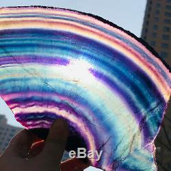2.6LB Natural Rainbow Fluorite slice Crystal Quartz Piece Healing Specimen Stone