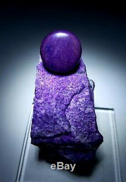 2 PIECES-Purple Suglite crystal & Polished Cabochon, mine South Africa